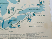 1960's Placemat GREAT LAKES VACATIONLAND Lake Erie Huron Superior Michigan Ontar