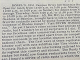 1973 Restaurant Review Far East Cafe La Bergerie Borel's San Francisco San Mateo