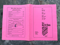 1990's THE GRILL INN Restaurant Menu Carmel Indiana