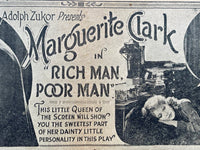 1918 MARGUERITE CLARK in RICH MAN POOR MAN Rare Silent Film Movie Theatre Herald