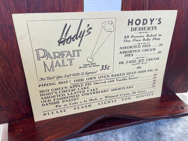 1950's Original HODY'S Desserts Menu Card Southern California Los Ange ...