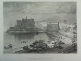 Antique 1860 STATE PRISONS In SICILY Large Steel Engraving  Print