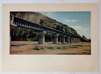 1954 PRC CHINA EMBASSY PROPAGANDA Train Bridge China Photograph Plate Print