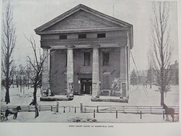 1895 First COURTHOUSE Mansfield Ohio Blockhouse Public Square Photograph