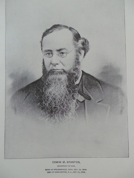 1895 EDWIN M. STANTON Secretary Of Civil War Union Lawyer Politician Portrait