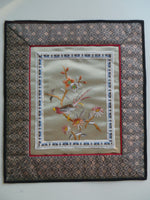 Vintage Chinese Silk Hand Embroidery Flowers Bird Decorative Border