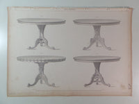 Rare 1853 Victorian LOO TABLE Card Game Woodwork CABINET Maker's Large Engraving