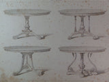Rare 1853 Victorian LOO TABLE Card Game Woodwork CABINET Maker's Large Engraving b