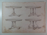 Rare 1853 Victorian LOO TABLE Card Game Woodwork CABINET Maker's Large Engraving b
