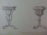 Rare 1853 Victorian WORK TABLES Woodwork CABINET Maker's Large Engraving