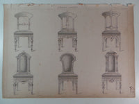 Rare 1853 Victorian LIBRARY CHAIRS Woodwork CABINET Maker's Large Engraving