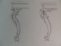 Rare 1853 Victorian TABLE & CHAIR LEGS Woodwork CABINET Maker's Large Engraving