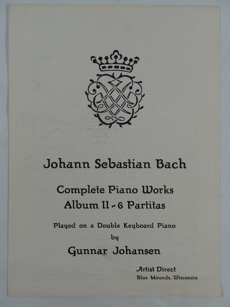 GUNNAR JOHANSEN Complete Piano Works Johann Sebastian Bach Album II 2 Insert