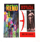 Vintage RENO NEVADA 4 Brochures Map History Mines Facts Casinos Ghost Towns Gold