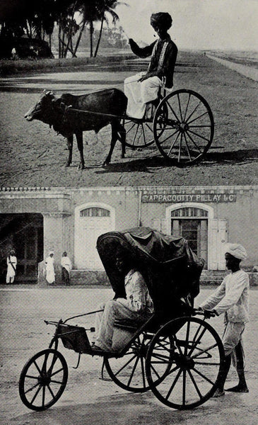 1912 Rickla Ox Cart And Push Conveyance Madras India Photogravure Photograph