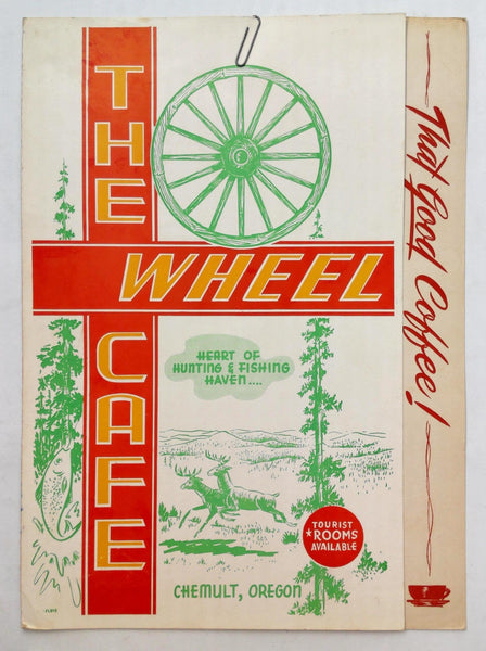 1950s Vintage Breakfast Menu The Wheel Cafe Chemult Oregon Now KJ's Cafe
