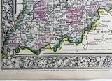 1864 Mitchell's Huge Hand Tinted Colored County Map Of Ohio And Indiana