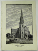 1888 Engraving ST. MARY'S R.C. CHURCH Lawrence Mass. Rev. James O'Reilly Rector