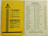 1943 Wine List Menu EARLE RESTAURANT BALKAN ROOM Washington D.C. Warner Theatre