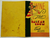 1943 Wine List Menu EARLE RESTAURANT BALKAN ROOM Washington D.C. Warner Theatre