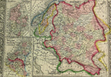 1860 Mitchell's Hand Tinted Map RUSSIA Sweden NORWAY Denmark Holland Belgium