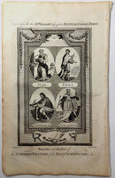 c1790 9x15 BIBLE LEAF Copper Plate Engraving GAD EZRA NEHEMIAH SOLOMON Dresses