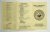 Vintage Original Menu CHINA SZECHWAN Chinese Restaurant Vista California