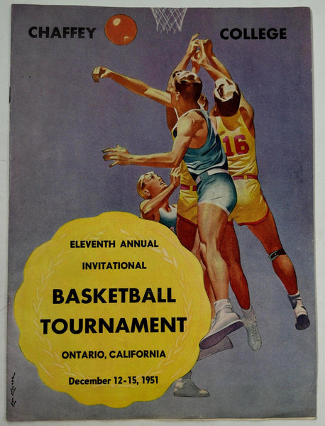 1951 CHAFFEY COLLEGE 11th Annual Basketball Tornament Program Ontario Ca.