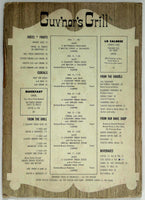 Unusual Vintage Original Breakfast Menu GUV'NOR'S GRILL Washington DC
