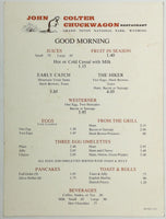 1981 Vintage Menu JOHN COLTER CHUCKWAGON Restaurant Grand Teton National Park Wy