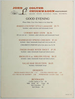 1981 Vintage Menu JOHN COLTER CHUCKWAGON Restaurant Grand Teton National Park Wy