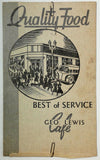 1943 Vintage Menu Geo GEORGE LEWIS CAFE Portland Central Bus Depot Oregon