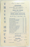 1950's Large Vintage Dinner Menu TRIVET HOUSE RESTAURANT Syracuse NY
