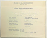 1962 Original Vintage Menus Lot (4) GRAND HOTEL MEDITERRANEO Firenze Italy