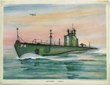 Old Vintage Colorful Art Print USS TARPON SS-175 Porpoise Class Submarine