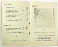 1930's Vintage Wine List Menu YE OLDE KNIGHT TAVERN Hotel Worth Buffalo NY