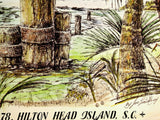 Vintage JOE PINCKNEY Art Menu PELICAN POINT RESTAURANT Hilton Head Island S.C.