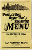 1970's Vintage Menu PRODUCE ROW OYSTER BAR Restaurant San Antonio Texas