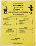 1982 Vintage Room Service Menu HOLIDAY INN Kingsville Texas