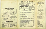 1950's Vintage Dinner & Cocktails Menu COTE'S STEAK HOUSE Detroit Michigan