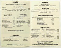 1985 Vintage Menu ROSCOES AMERICAN GRILL Smoke House Restaurant Hyannis MA