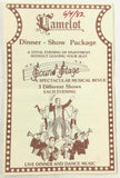 1982 Vintage Menu CAMELOT RESTAURANT Dinner Show Dancing South Yarmouth Cape Cod