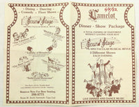 1982 Vintage Menu CAMELOT RESTAURANT Dinner Show Dancing South Yarmouth Cape Cod