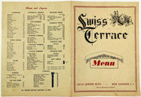 1955 Vintage Menu SWISS TERRACE RESTAURANT Kew Gardens Long Island New York