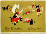 1950's Original Vintage Dinner Menu ROD'S RANCH HOUSE Convent New Jersey Western