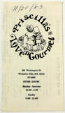 1983 Vintage Menu PRICILLA'S LOVE 'N GOURMET Deli Store Wellesley Hills MA