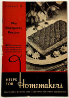 1940's WWII WAR EMERGENCY RECIPES Kelvinator Wartime Idea Exchange Stove Ration