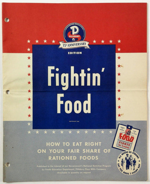 1940's WWII Wartime Rationing PILLSBURY Enriched FLOUR Booklet FIGHTIN' FOOD