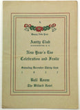 1927 Menu AMITY CLUB NEW YEARS EVE CELEBRATION & FROLIC Willard Hotel DC