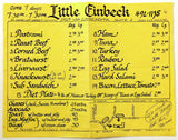 1980's Vintage Menu LITTLE EINBECK Restaurant San Clemente CA Shorecliff Market